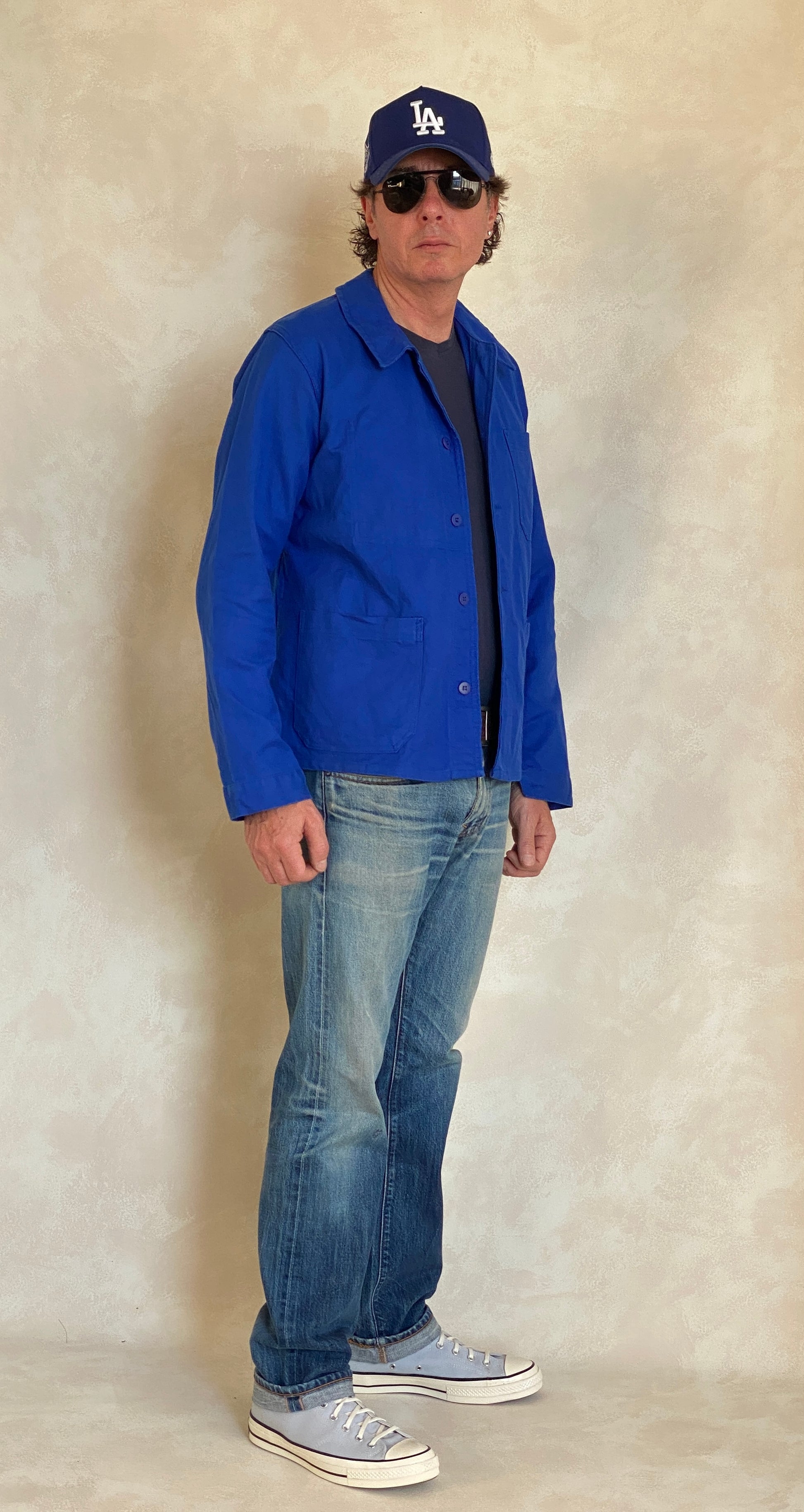 Vintage French cotton work jacket in size 48EU, classic retro utility style from USA Vintage BCN