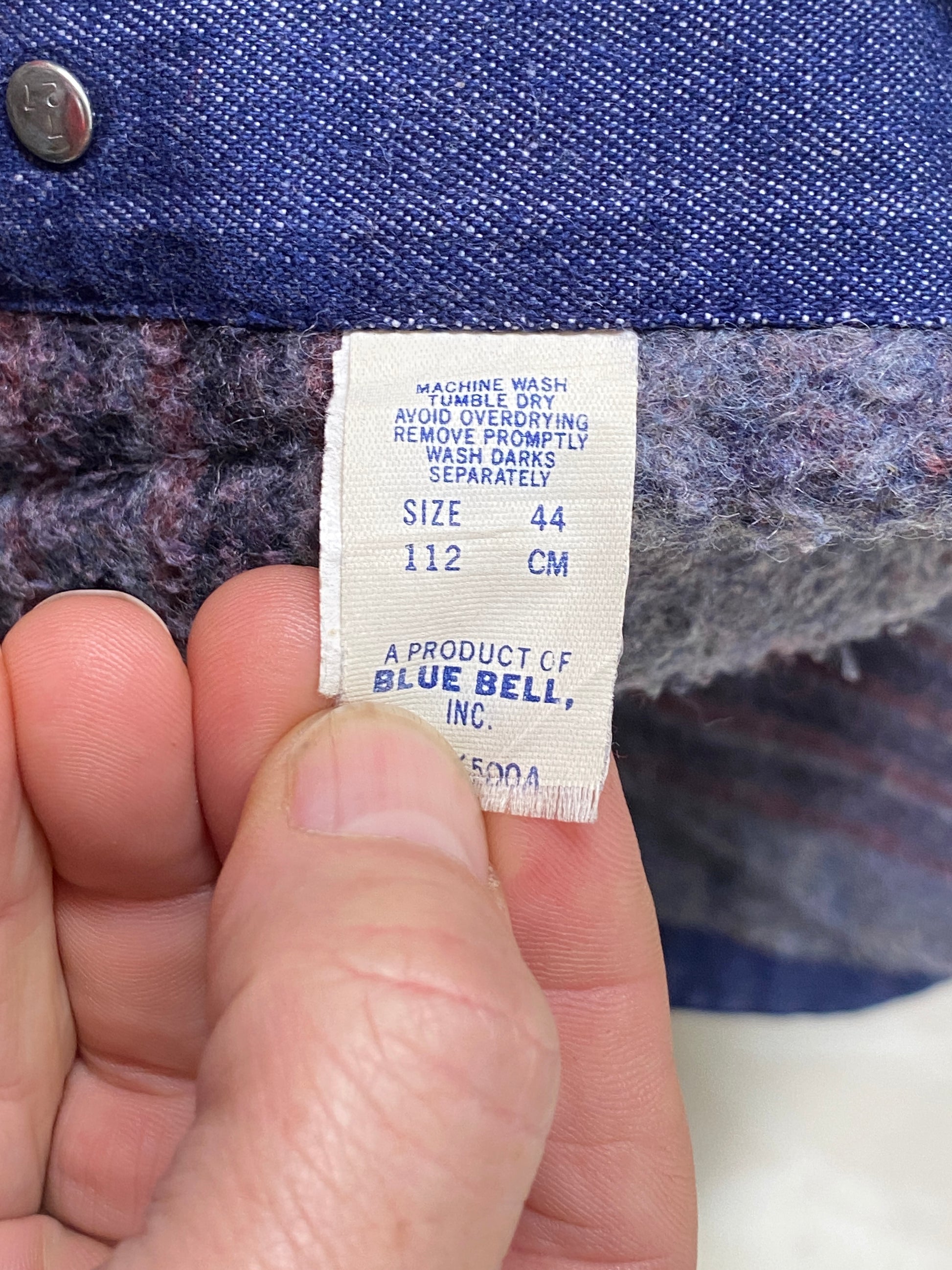Size 44 US Large. Vintage Blue Bell blanket lined Chore coat work jacket Made in USA - USA Vintage Bcn