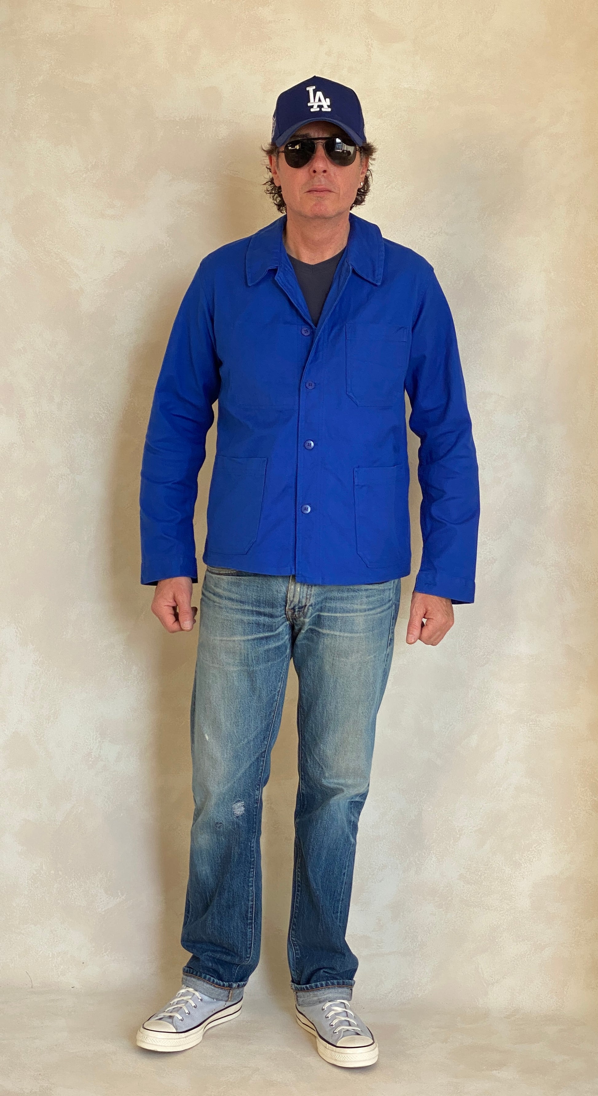 Vintage French cotton work jacket in size 48EU, classic retro utility style from USA Vintage BCN