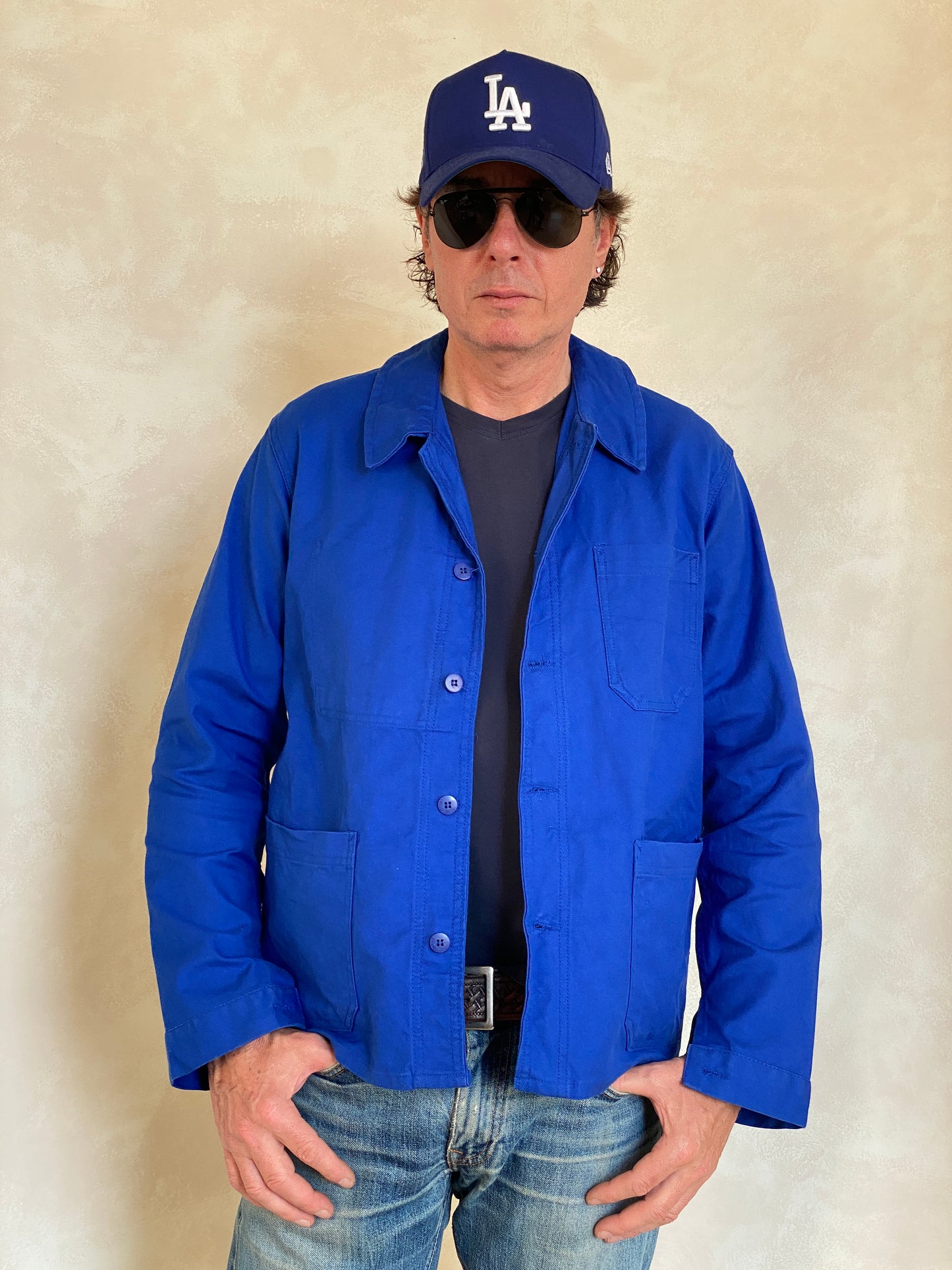 Vintage French cotton work jacket in size 48EU, classic retro utility style from USA Vintage BCN