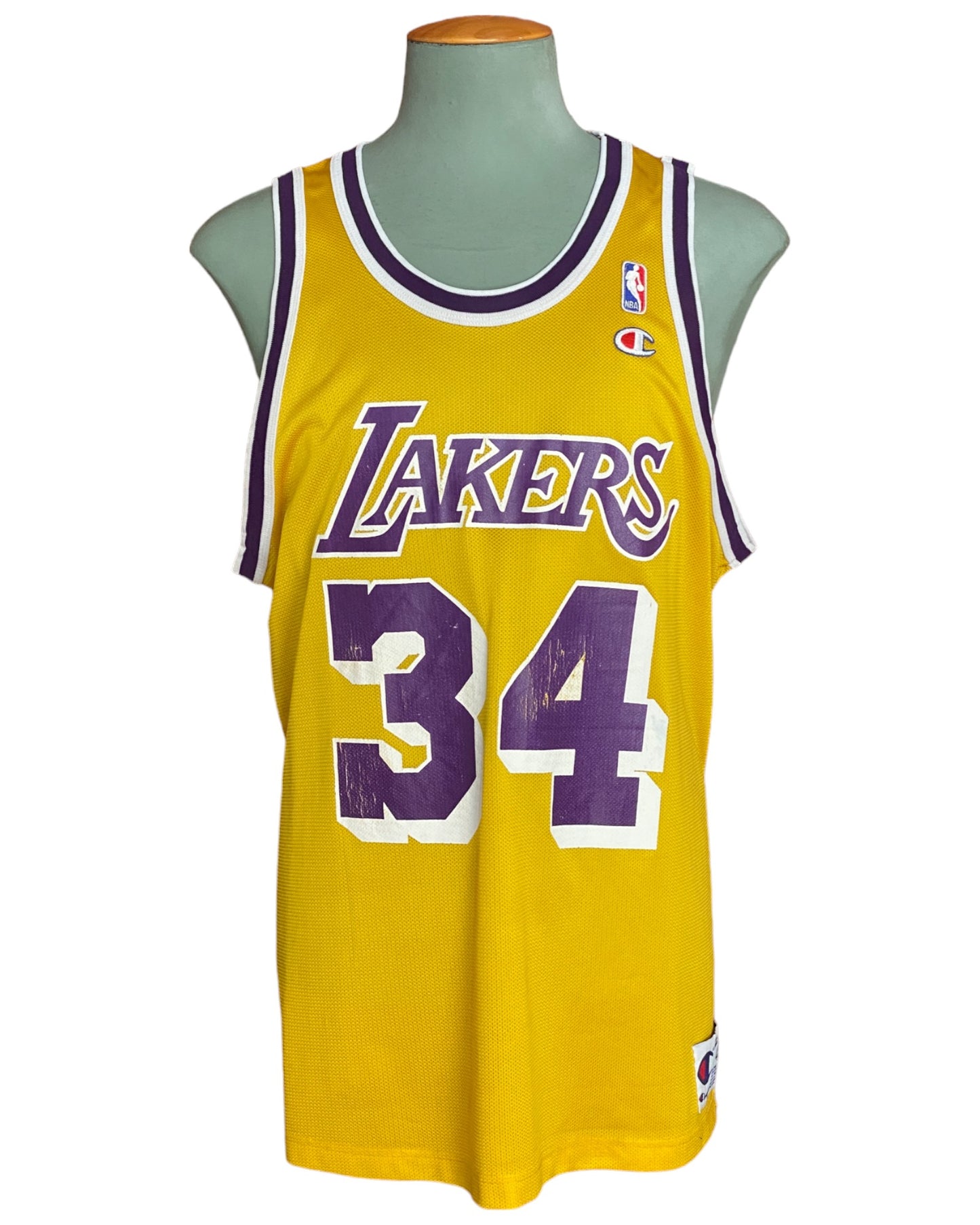 Size 48 Shaquille O'Neal #34 LA Lakers Vintage NBA Champion Jersey - Front View