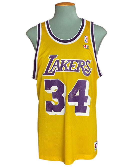 Size 48 Shaquille O'Neal #34 LA Lakers Vintage NBA Champion Jersey - Front View