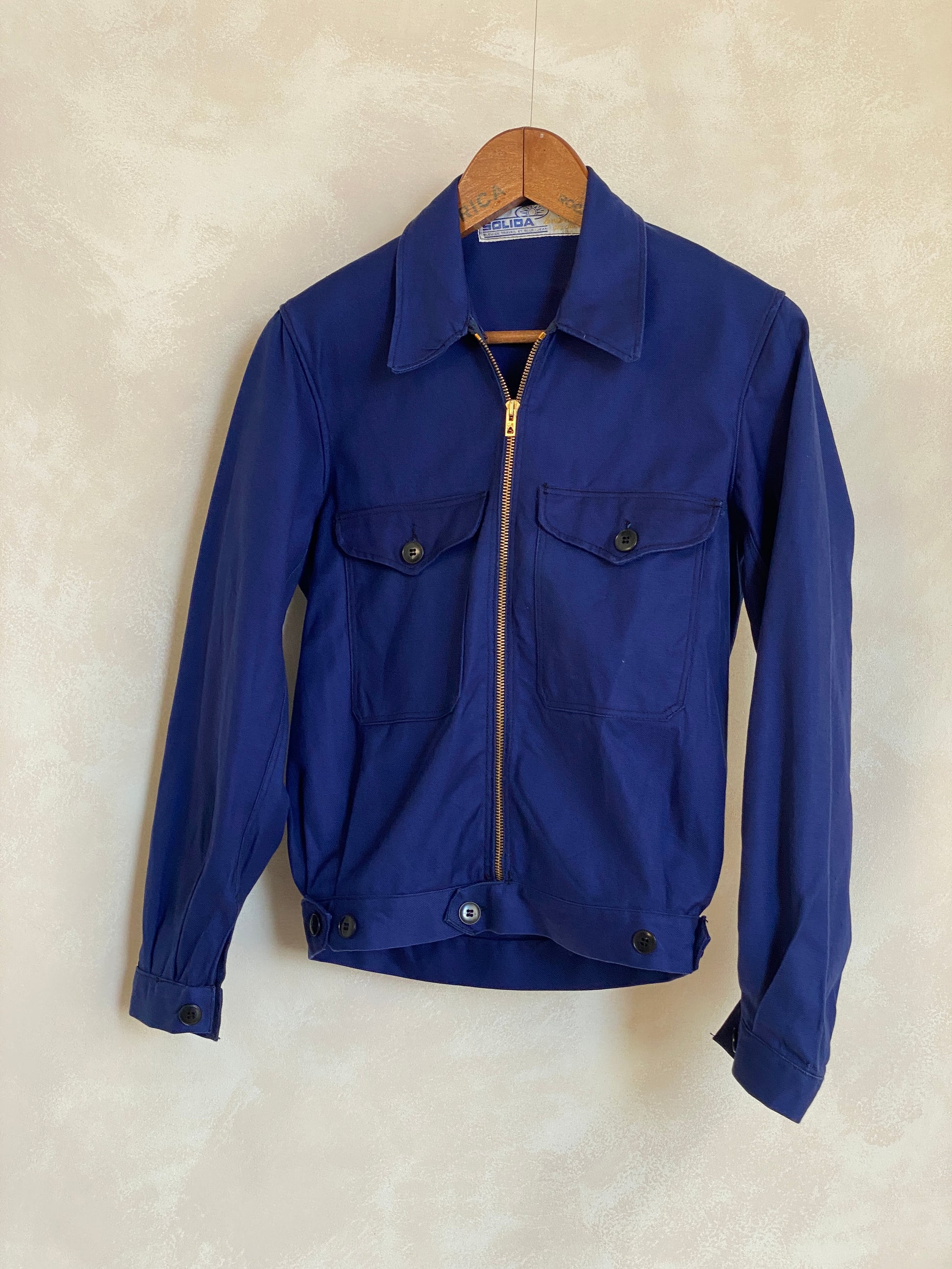 Vintage French cyclist jacket in size 36EU, classic workwear style, washed once for soft vintage look