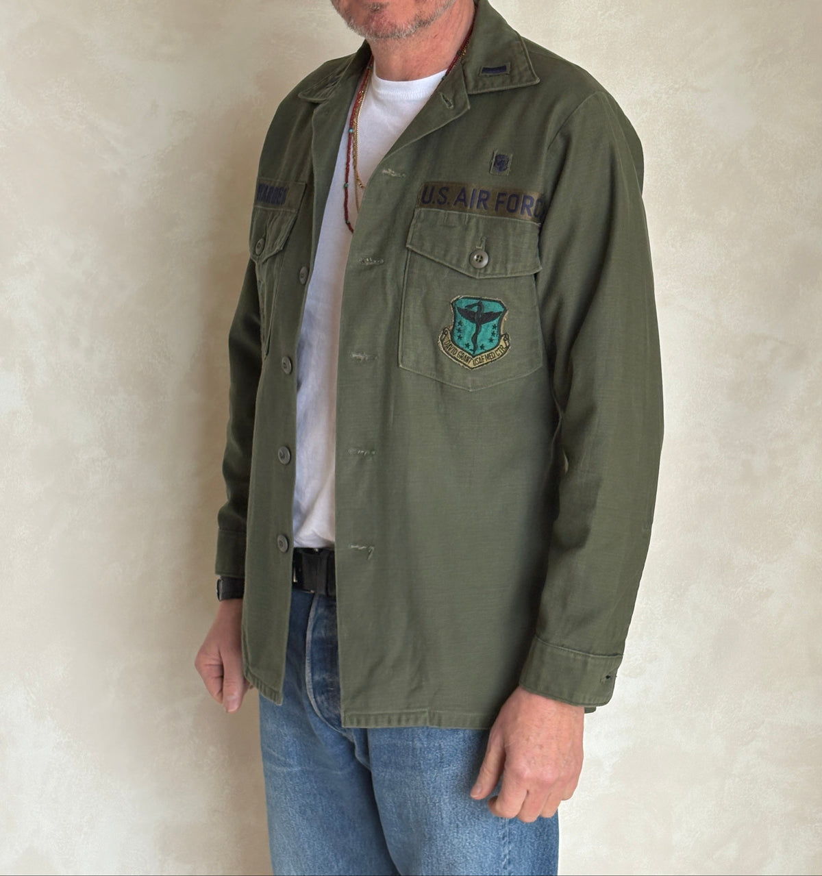 Med. Authentic 1976 US Air Force OG-107 Fatigue Shirt – Military-AJ357 Studio