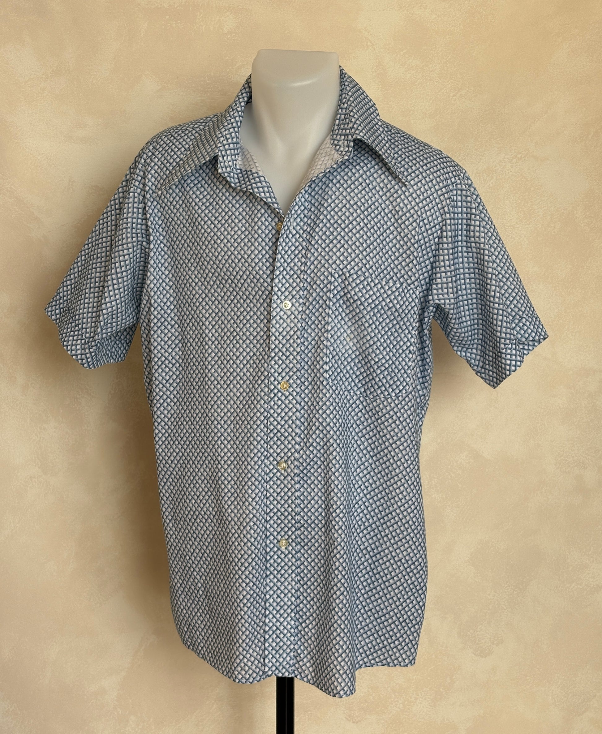 Size M. Vintage 70’s Patterned Shirt – Bold Print – Festival / Boho Retro Style - USA Vintage Bcn