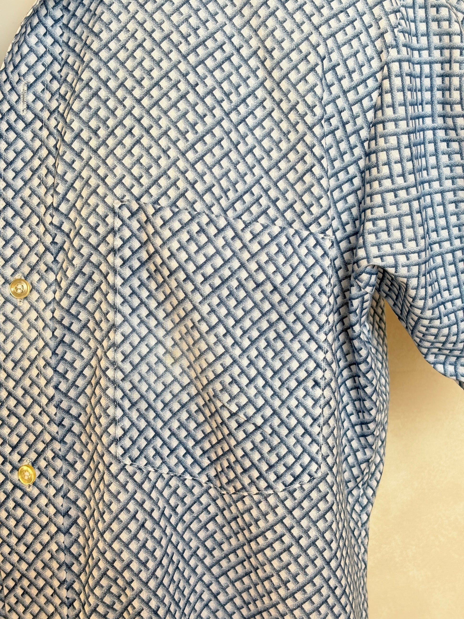 Size M. Vintage 70’s Patterned Shirt – Bold Print – Festival / Boho Retro Style - USA Vintage Bcn