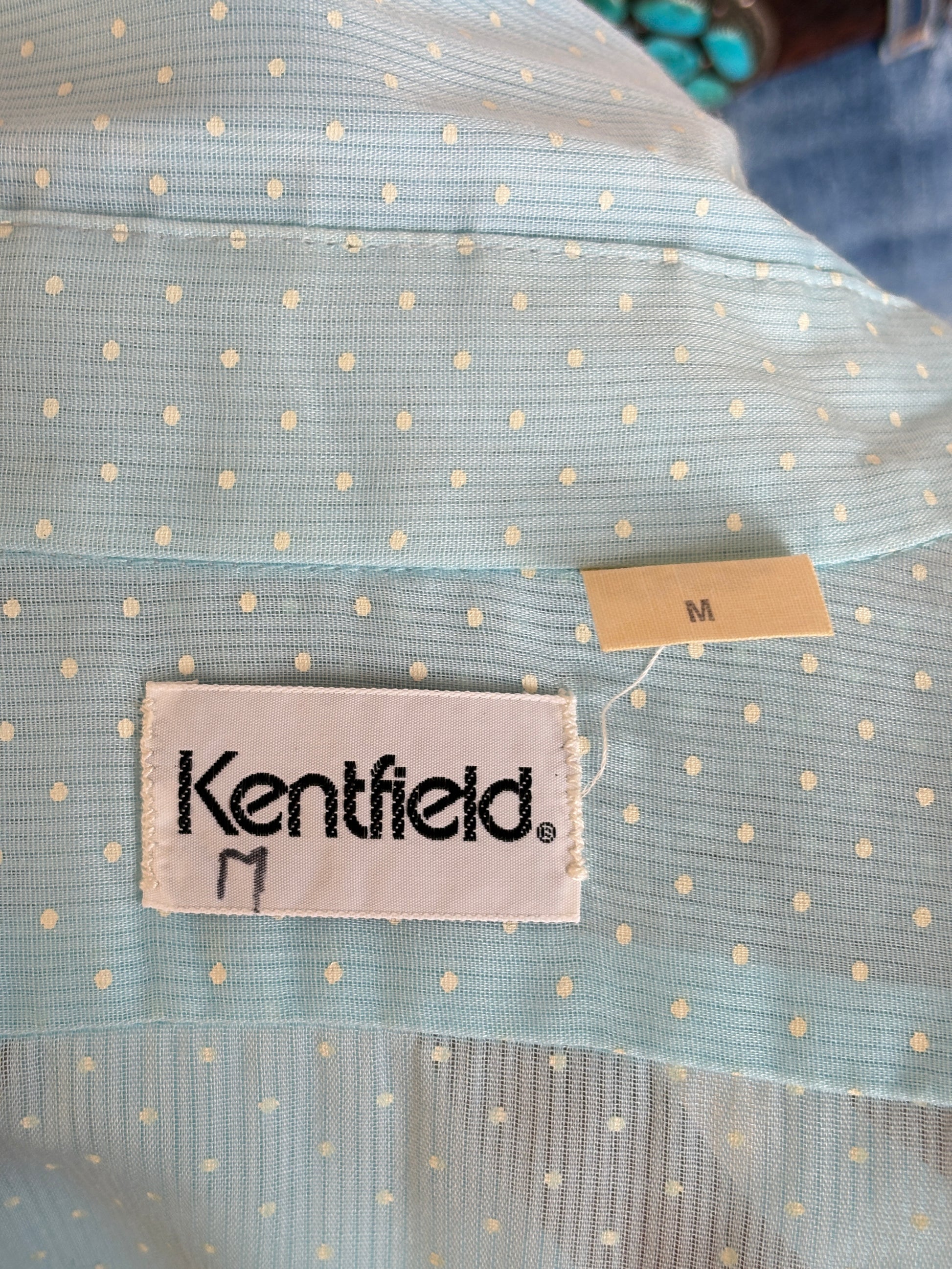Size M. Vintage 80’s Light Blue Printed Shirt — Casual Retro Summer Shirt - USA Vintage Bcn