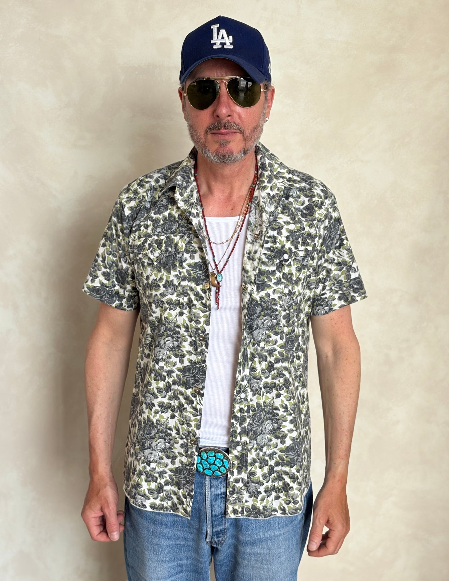 Size M. Authentic 70’s H bar C California Ranchwear Western Shirt — Vintage Print - USA Vintage Bcn