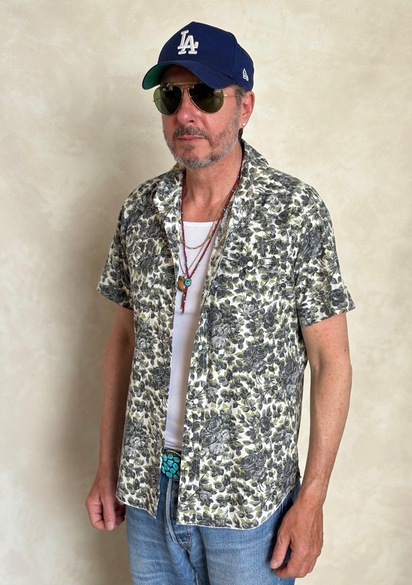 Size M. Authentic 70’s H bar C California Ranchwear Western Shirt — Vintage Print - USA Vintage Bcn
