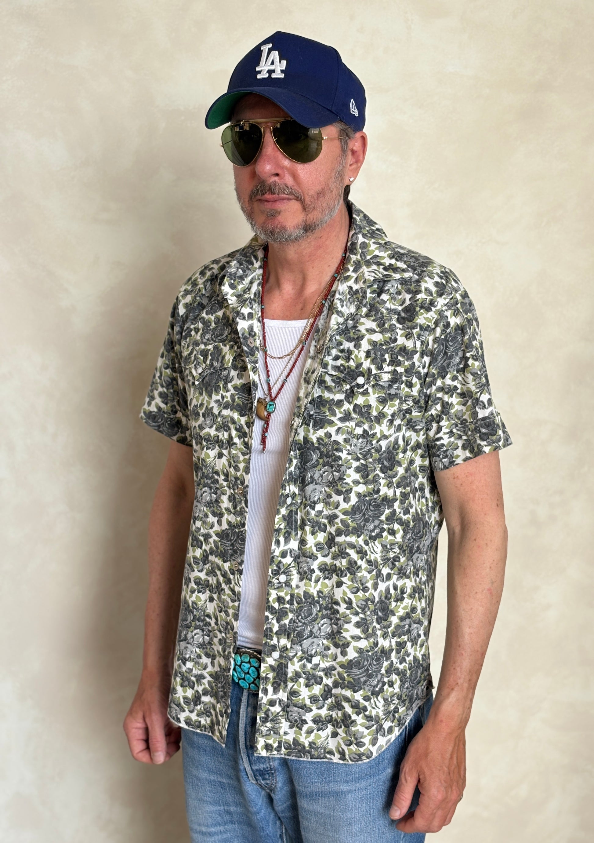Size M. Authentic 70’s H bar C California Ranchwear Western Shirt — Vintage Print - USA Vintage Bcn