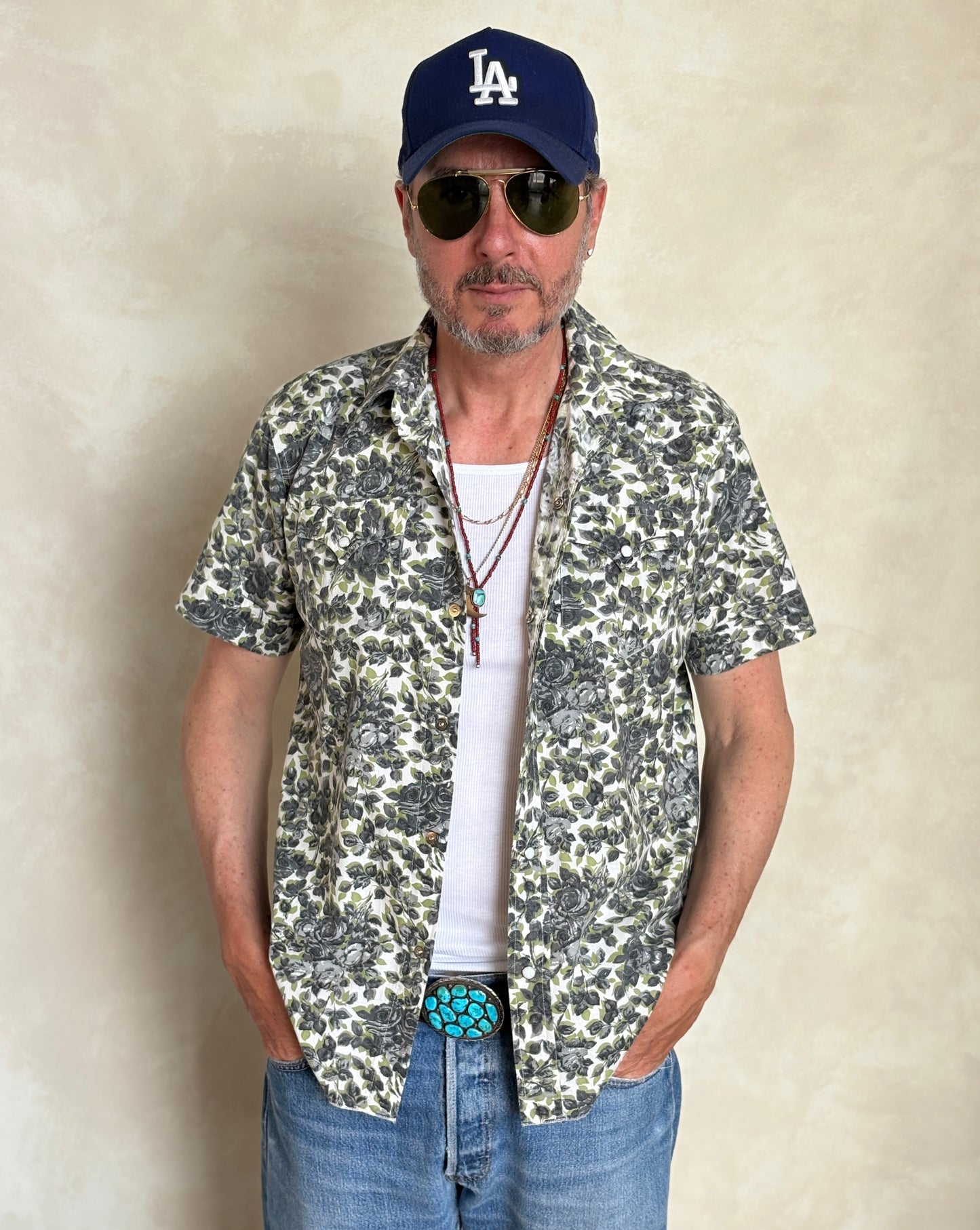 Size M. Authentic 70’s H bar C California Ranchwear Western Shirt — Vintage Print - USA Vintage Bcn