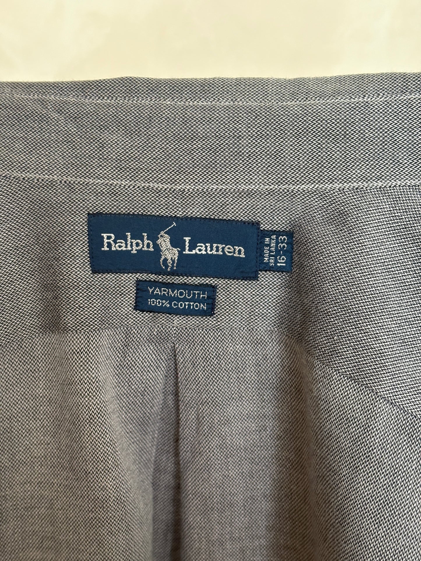Vintage Ralph Lauren Yarmouth Shirt Grey Cotton – Size 16-33