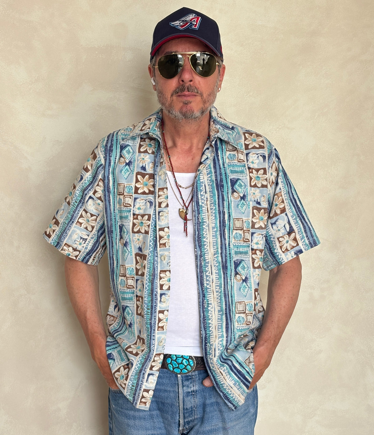 Large. Vintage 70s Hawaiian cotton shirt Made in USA-AJ357 Studio