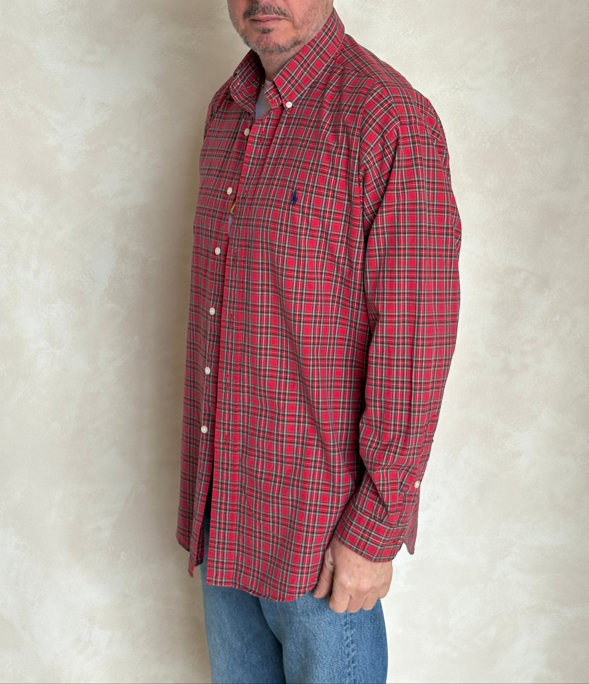 Ralph Lauren BLAKE Shirt Medium Red Plaid Cotton Button Down-AJ357 Studio