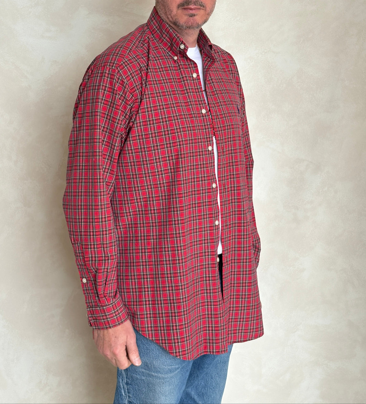 Ralph Lauren BLAKE Shirt Medium Red Plaid Cotton Button Down-AJ357 Studio
