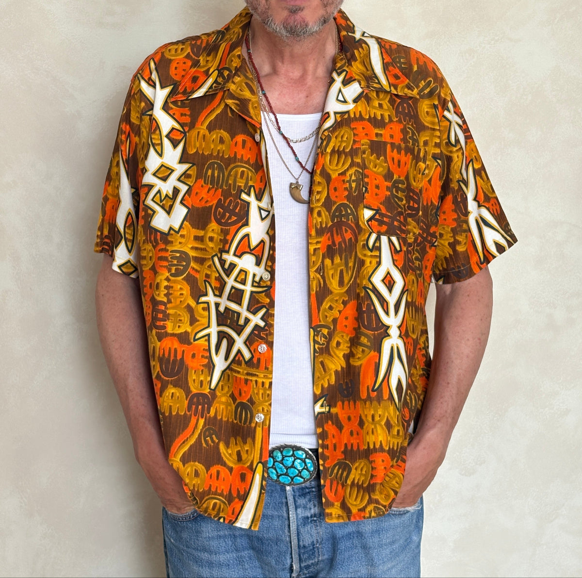 XLarge . Vintage 70s Hawaiian cotton shirt Made by Kauai-AJ357 Studio
