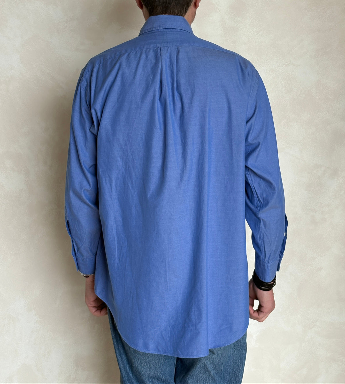 Ralph Lauren Yarmouth Shirt Large Blue Pinpoint Oxford Cotton Button Down-AJ357 Studio