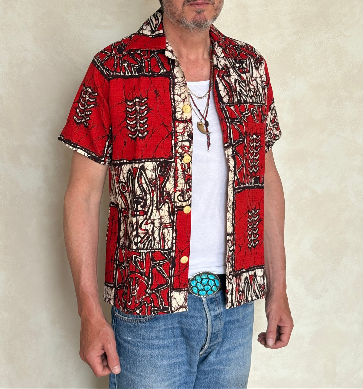 Vintage 70s Hawaiian cotton shirt made by Island Creations. Size Medium-AJ357 Studio