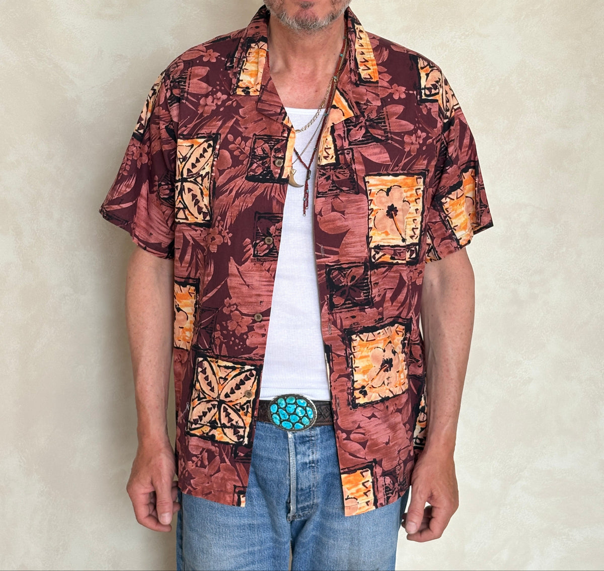 Size M. Vintage 80s Hawaiian cotton shirt made by Ocean Pacific-AJ357 Studio