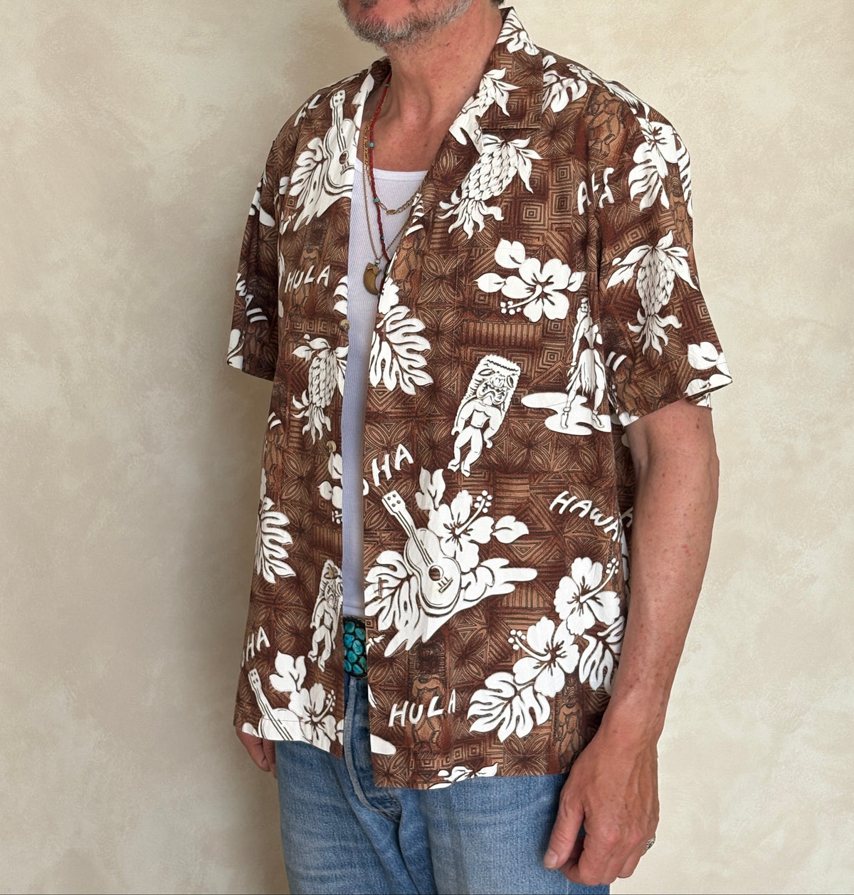 Large. Vintage 80s Hawaiian cotton shirt Made in Hawaii-AJ357 Studio
