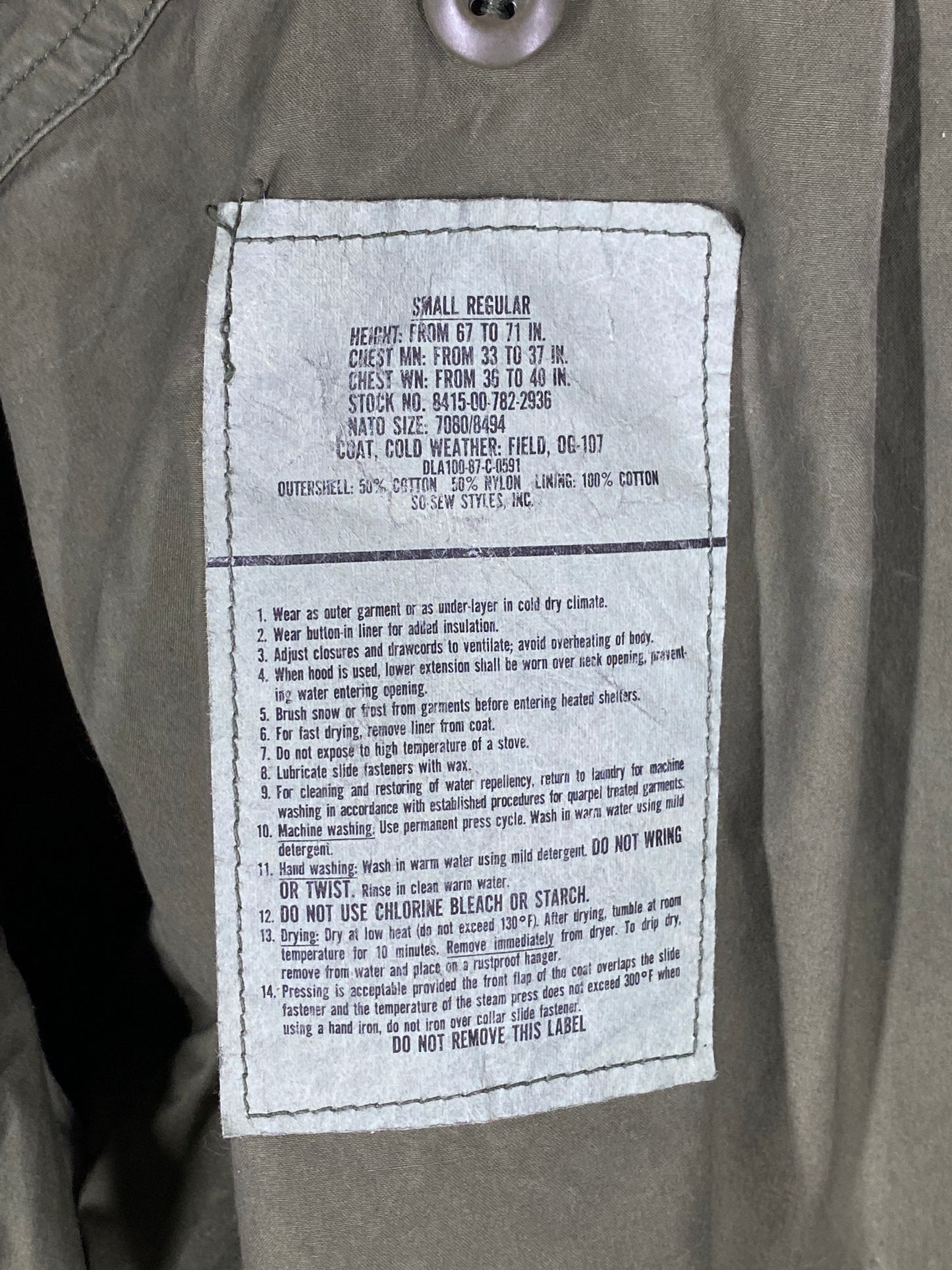 Small Reg. Authentic 1987 US Air Force M-65 Field Jacket – Vintage Military Coat Made in USA-AJ357 Studio