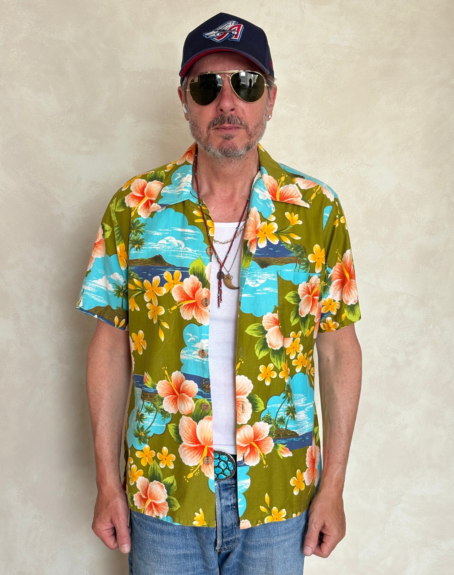 Vintage 70s Hawaiian Cotton Shirt Made in Hawaii | Size M