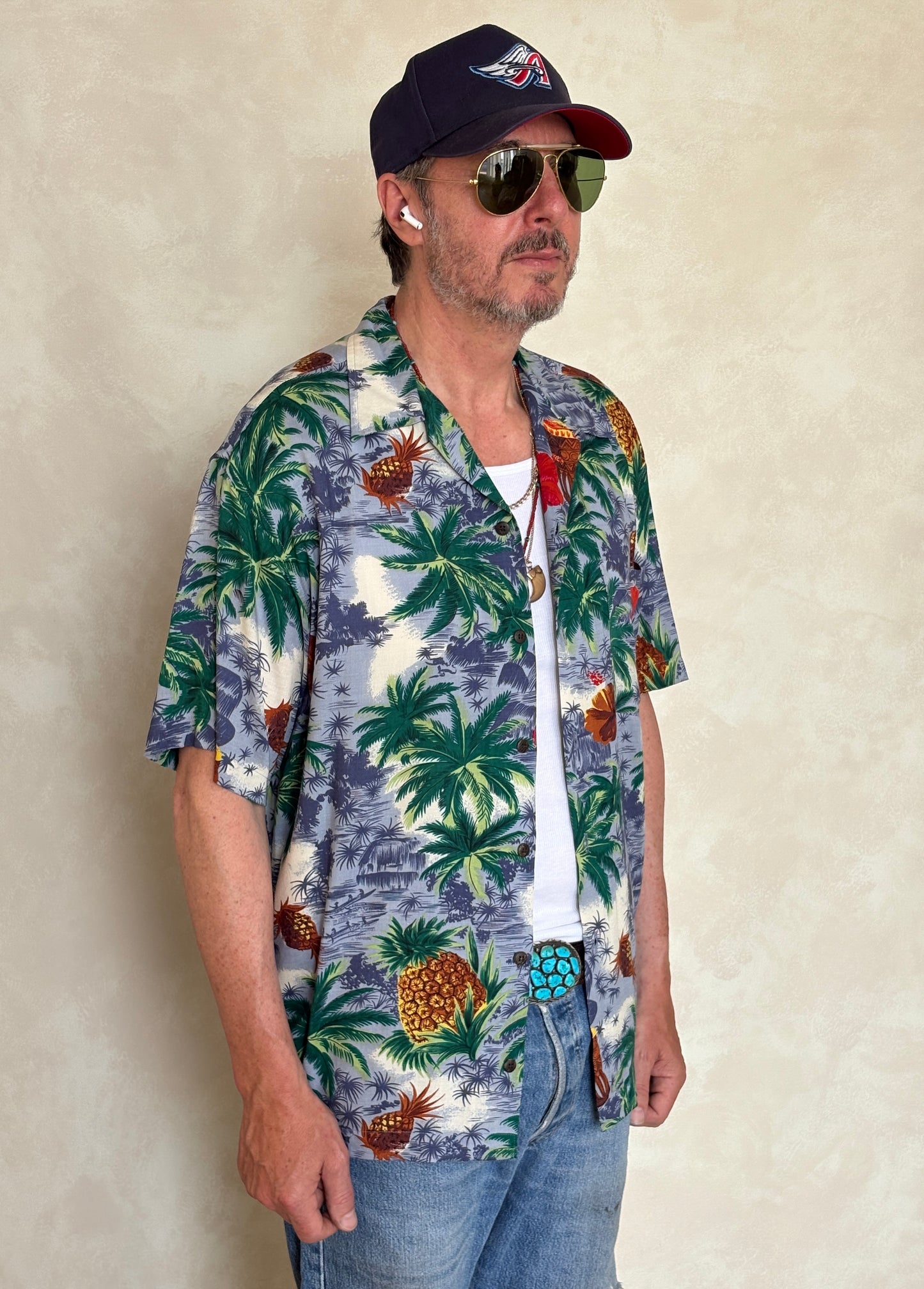 Vintage 90s Hawaiian Rayon Shirt by Utility | Size Medium