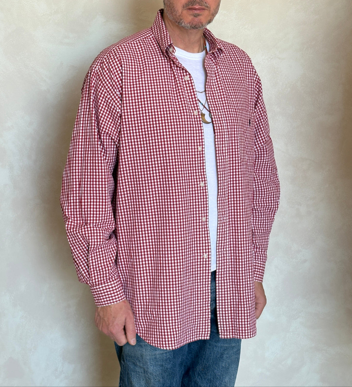 Ralph Lauren Golf TILDEN Button-Down Shirt Large | Red White Gingham Check Cotton | Mens Classic Golf Shirt-AJ357 Studio
