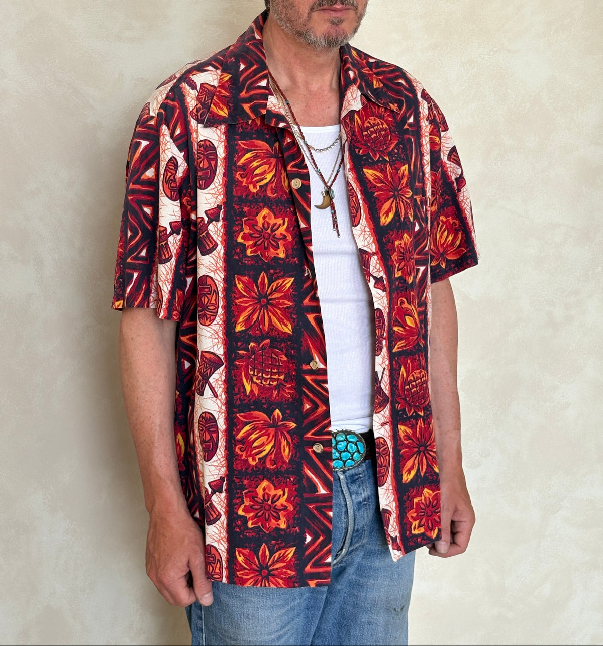 XL. Vintage 70s Hawaiian cotton shirt made in Hawaii by Maikai-AJ357 Studio