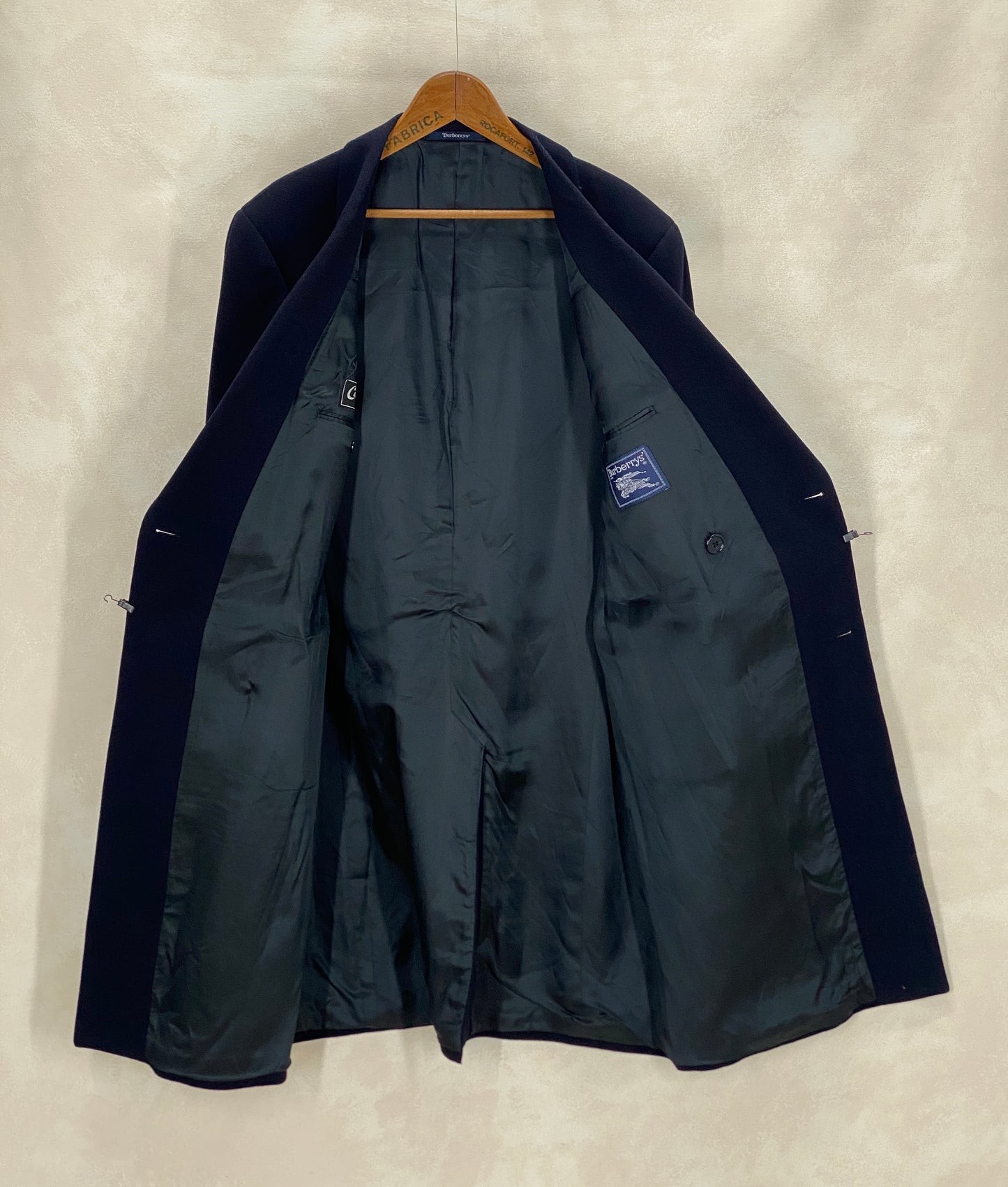 Size 52 EU  Vintage dark blue Burberrys Cashmere Overcoat – Double Breasted Classic.