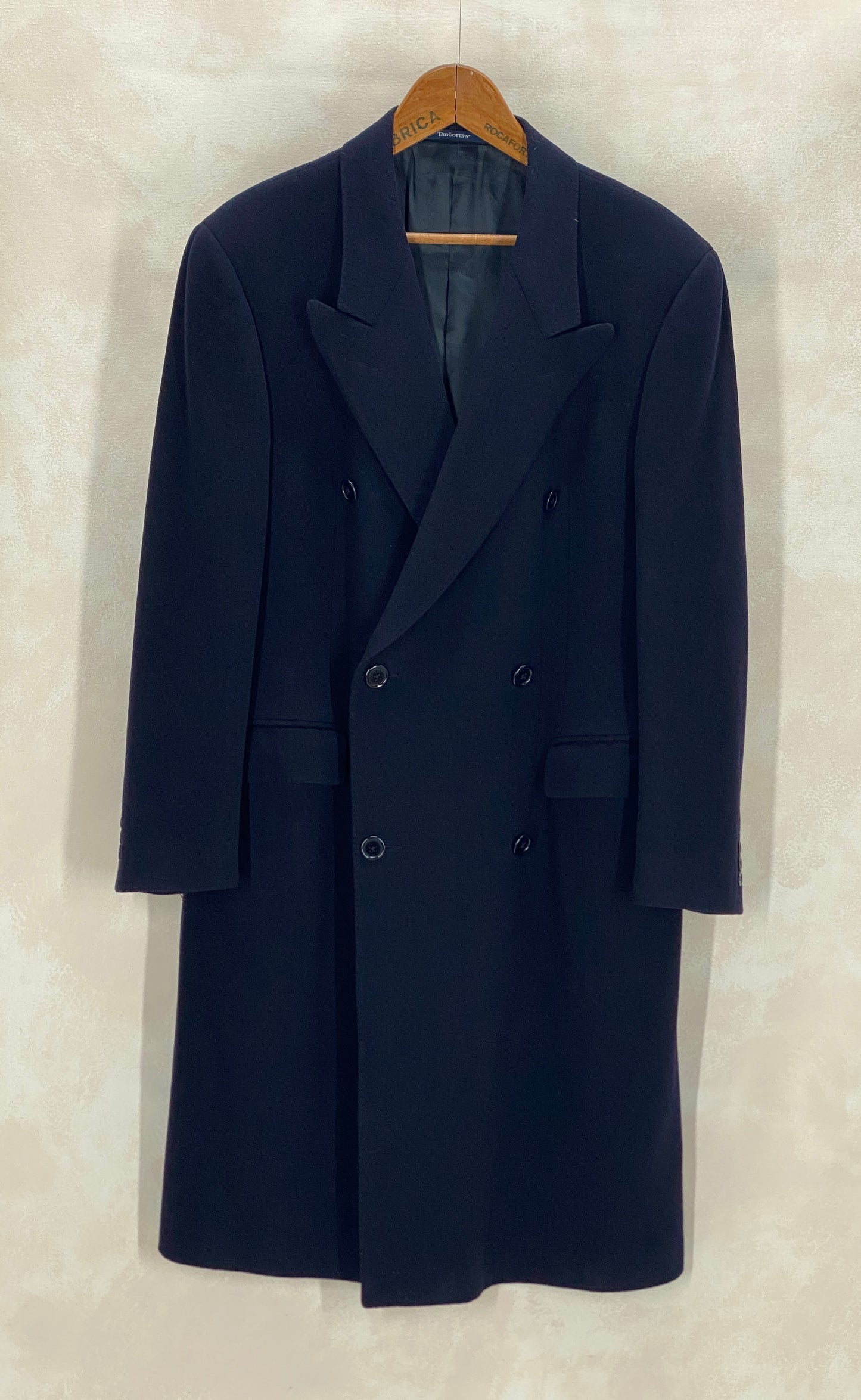Size 52 EU  Vintage dark blue Burberrys Cashmere Overcoat – Double Breasted Classic.