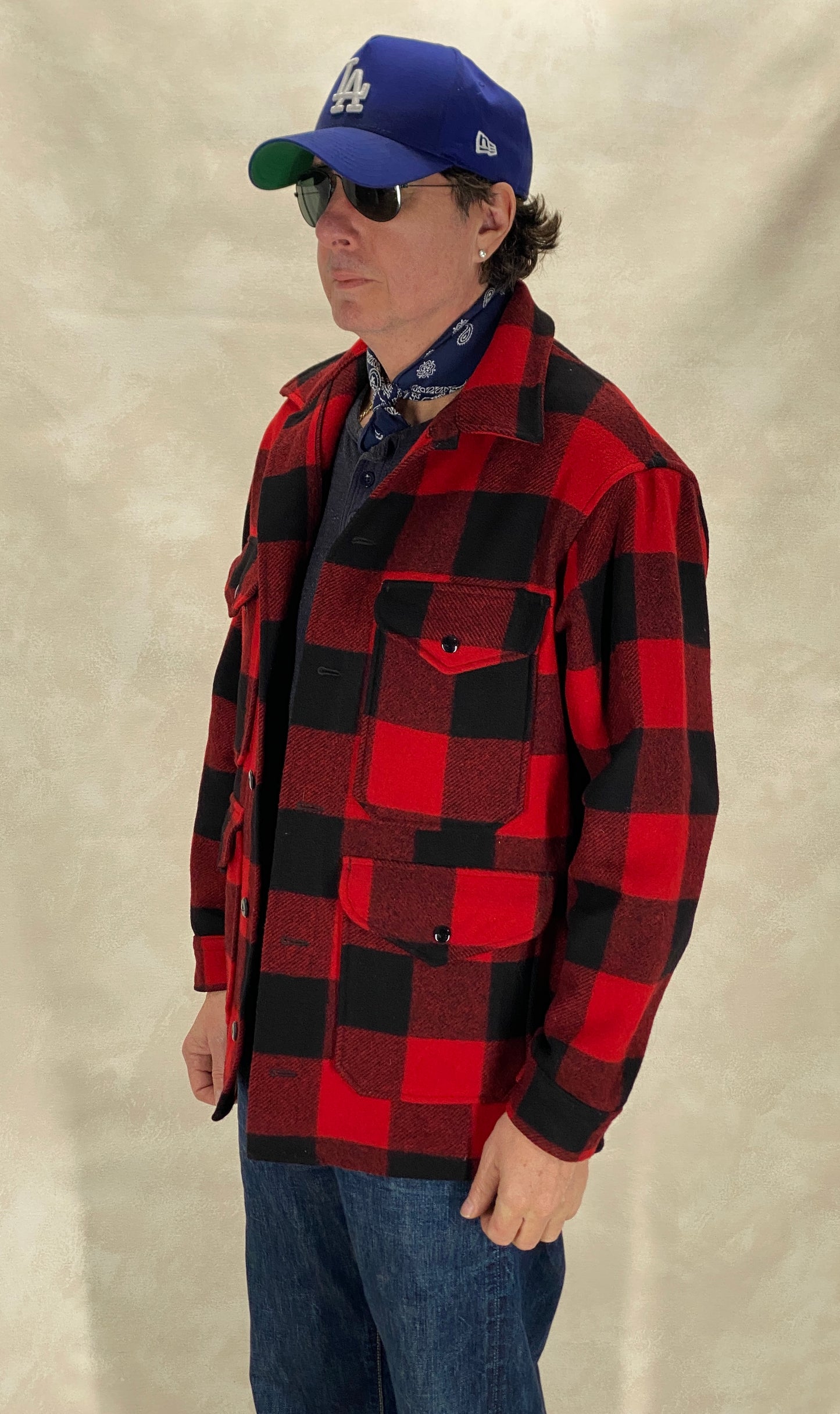 Size Medium- Vintage 60s Pendleton Buffalo Plaid Wool Jacket - USA Vintage Bcn