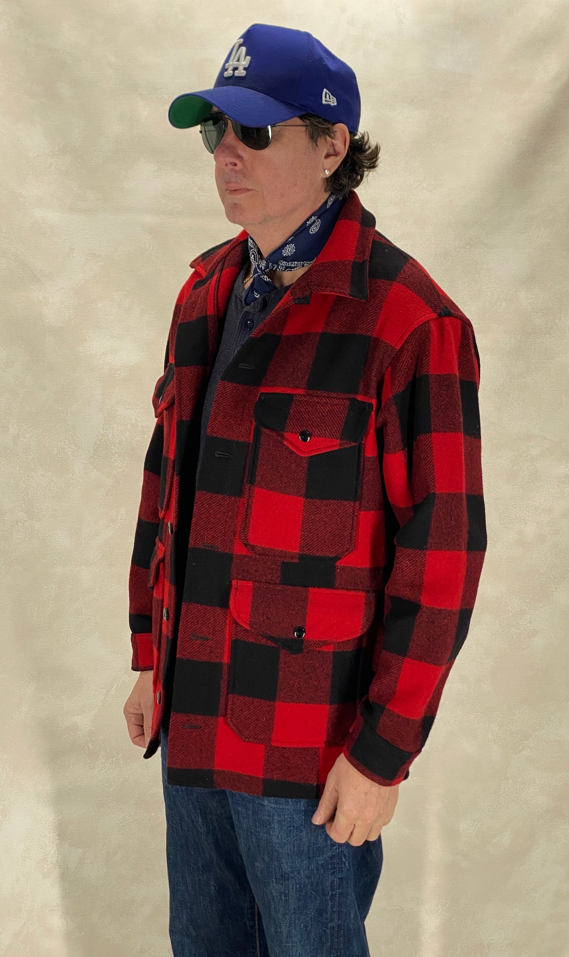 Size Medium- Vintage 60s Pendleton Buffalo Plaid Wool Jacket - USA Vintage Bcn