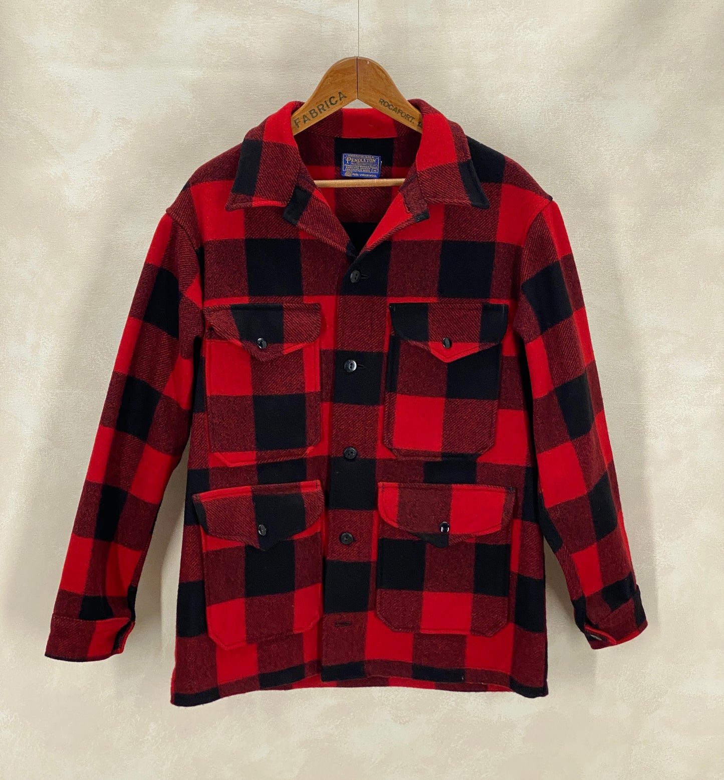 Size Medium- Vintage 60s Pendleton Buffalo Plaid Wool Jacket - USA Vintage Bcn