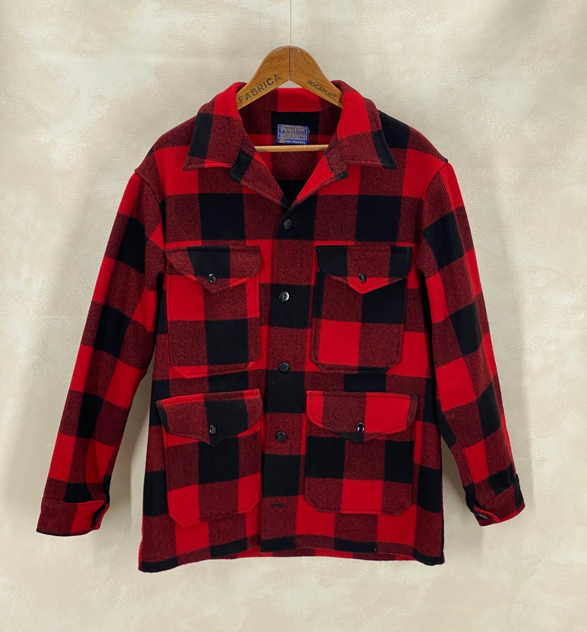 Size Medium- Vintage 60s Pendleton Buffalo Plaid Wool Jacket - USA Vintage Bcn
