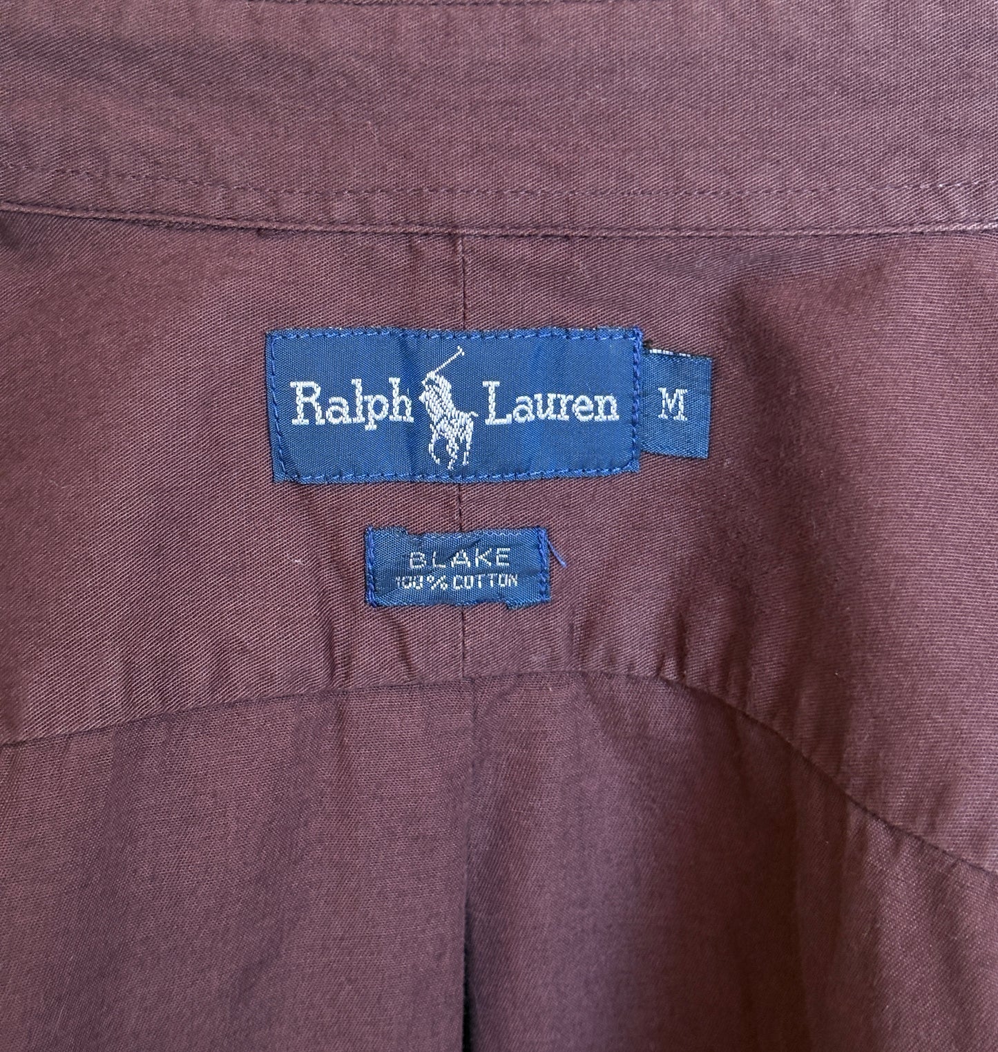 Ralph Lauren BLAKE Button-Down Shirt Medium | Solid Burgundy 100% Cotton | Mens Classic Shirt