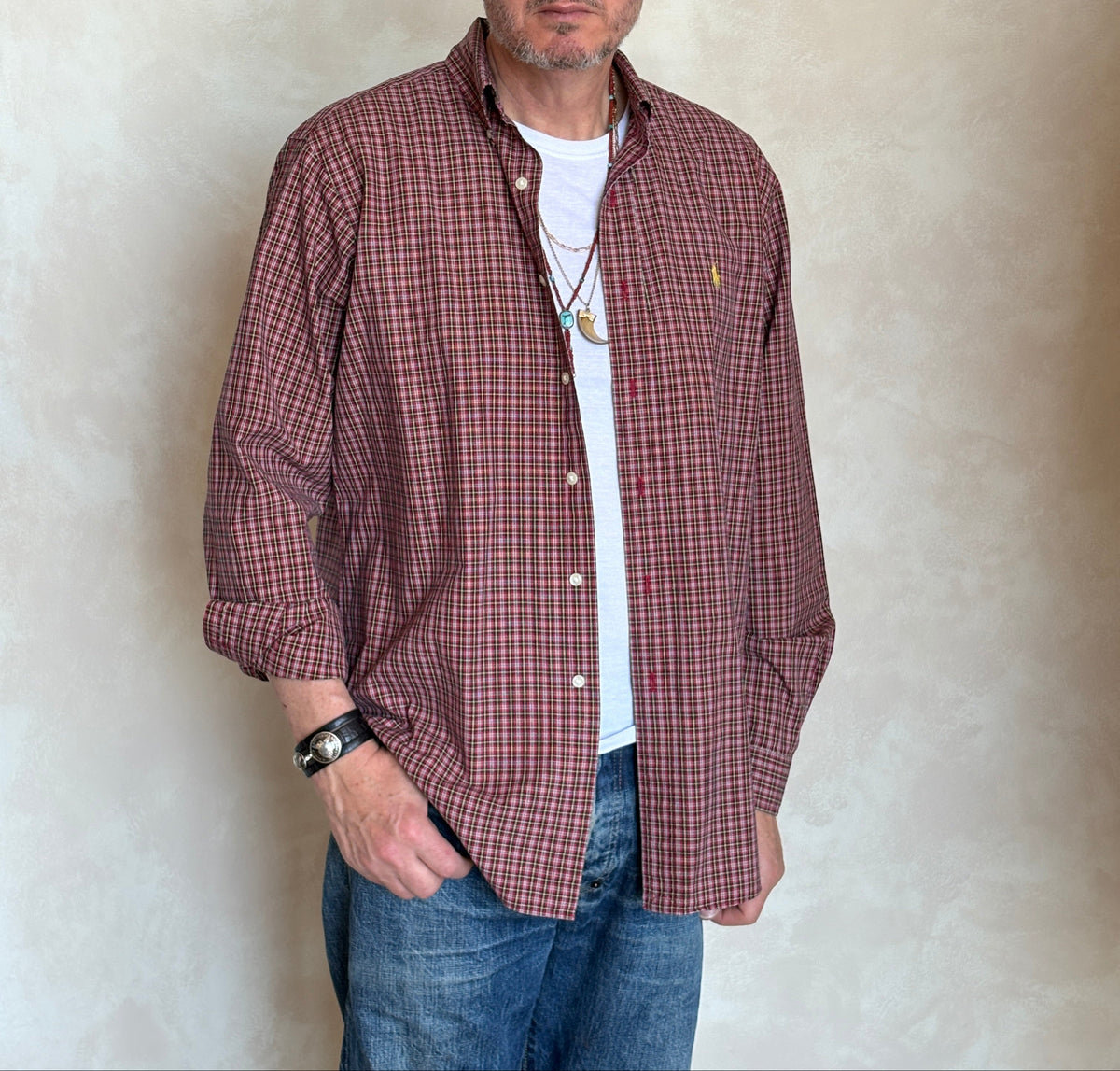 Ralph Lauren Classic Fit Button-Down Shirt Large | Red Tartan Plaid Cotton | Mens Classic Shirt-AJ357 Studio
