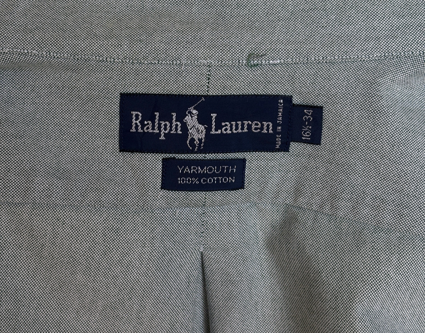 Ralph Lauren YARMOUTH Button-Down Shirt 16,5-34 Large | Solid Grey Cotton Oxford |Vintage Mens Shirt