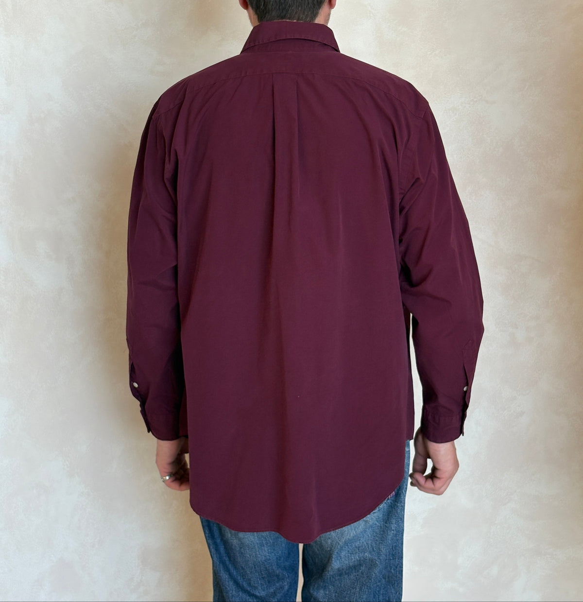 Ralph Lauren Classic Fit Shirt Large Burgundy Wine Cotton Vintage-AJ357 Studio