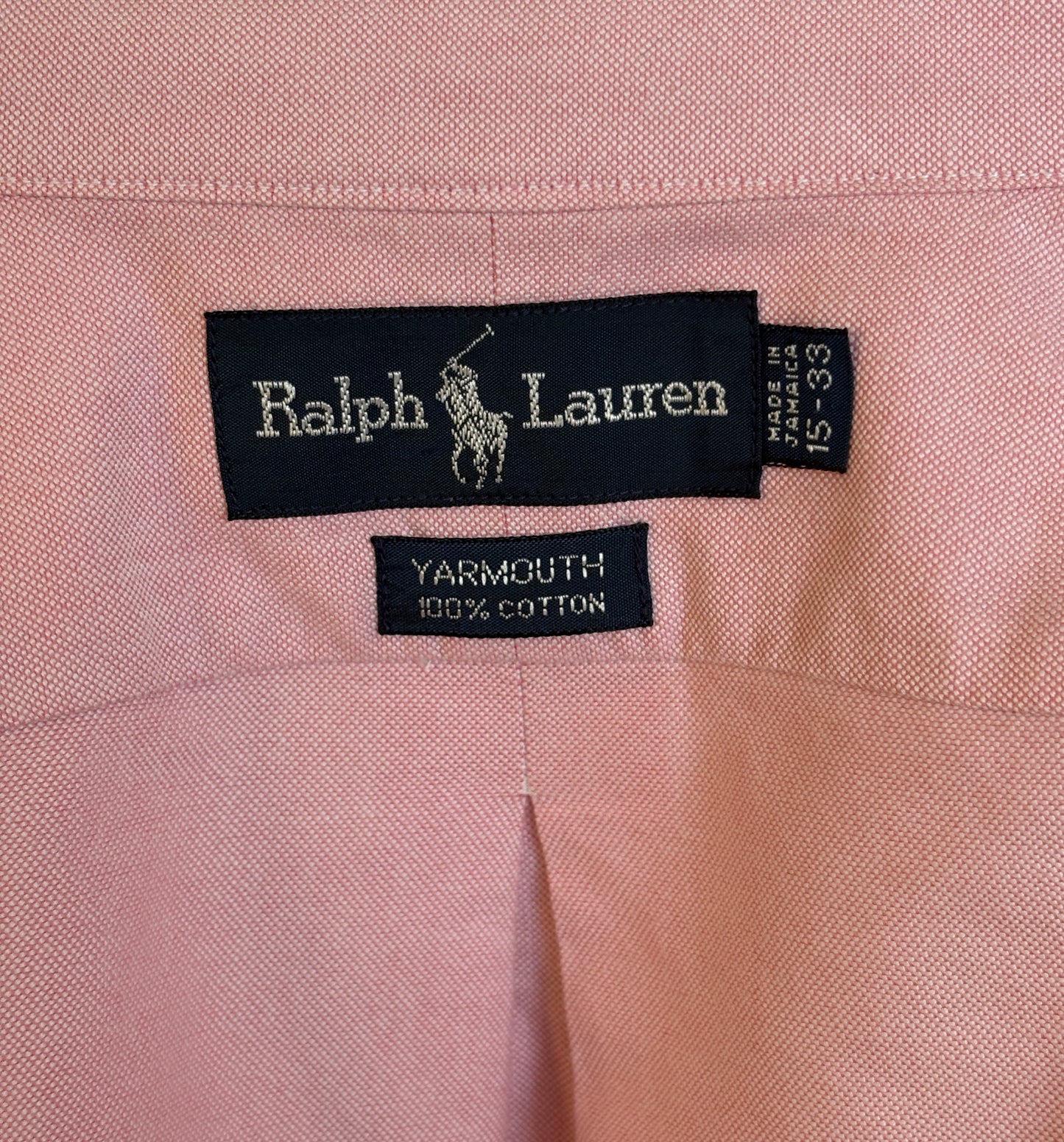 Ralph Lauren Yarmouth Shirt 15/33 Pink 100% Cotton Oxford Vintage