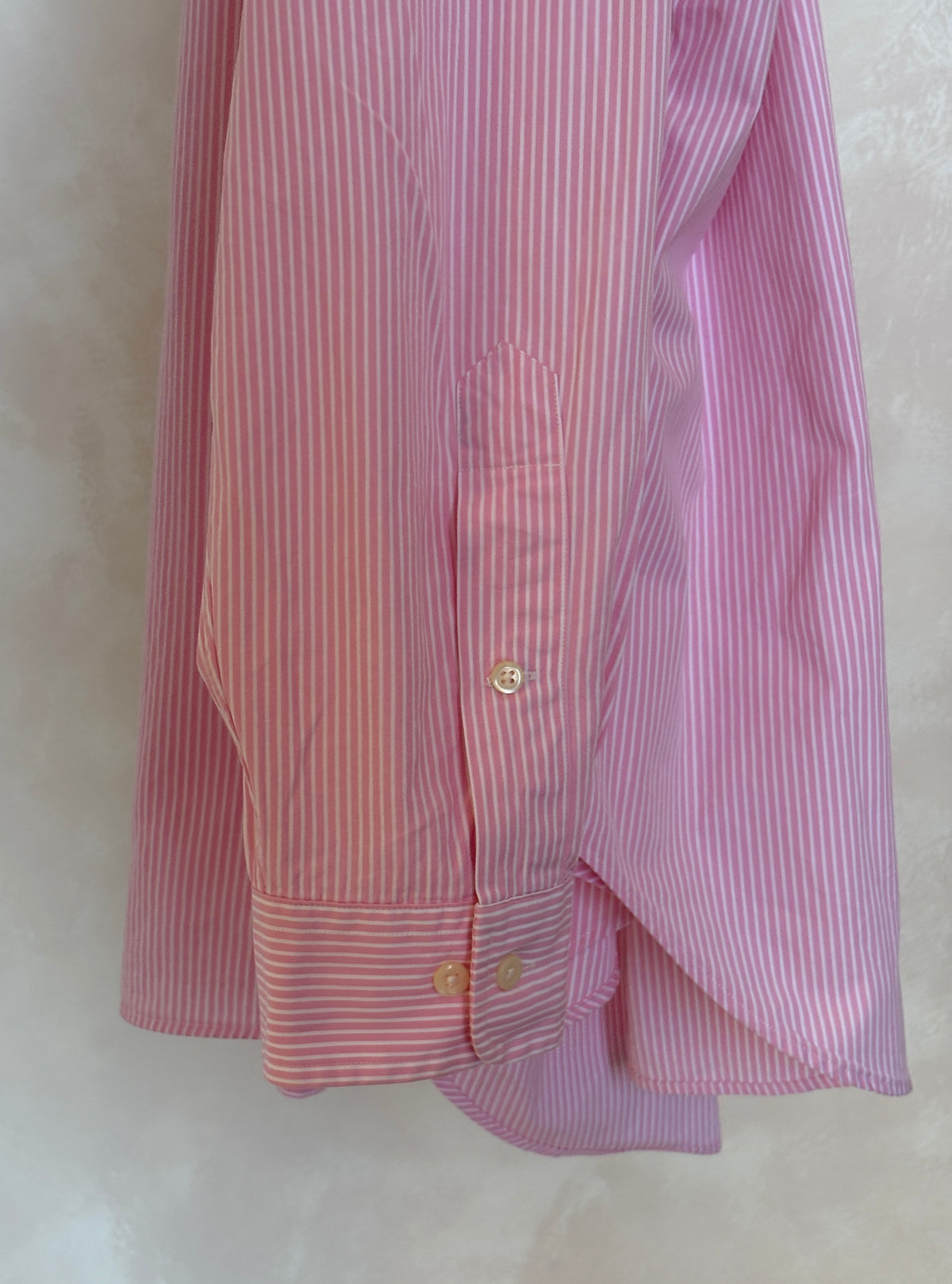 Ralph Lauren Classic Fit Shirt 16.5/35 Pink White Stripe Cotton Made in Philippines-AJ357 Studio