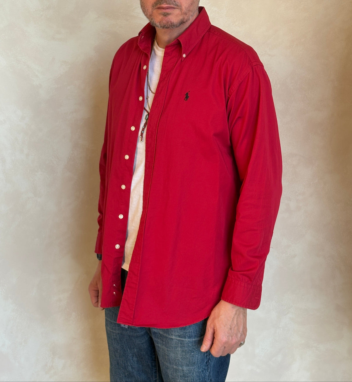 Ralph Lauren Shirt Large Red 100% Cotton Vintage Button Down-AJ357 Studio