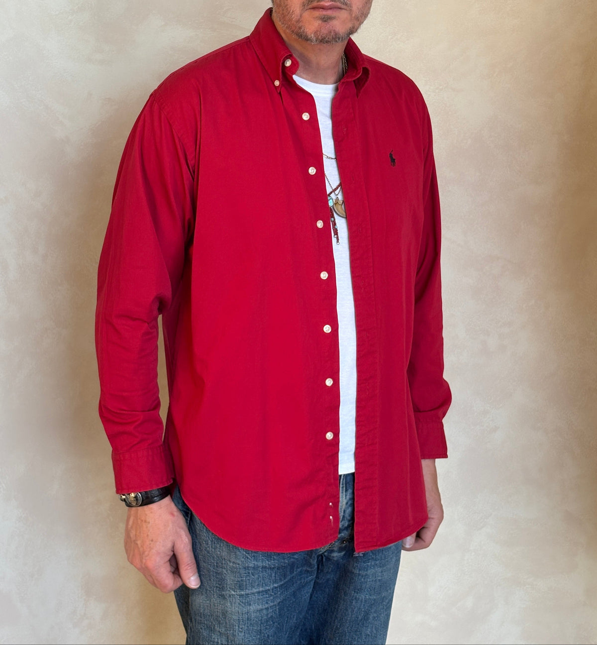 Ralph Lauren Shirt Large Red 100% Cotton Vintage Button Down-AJ357 Studio