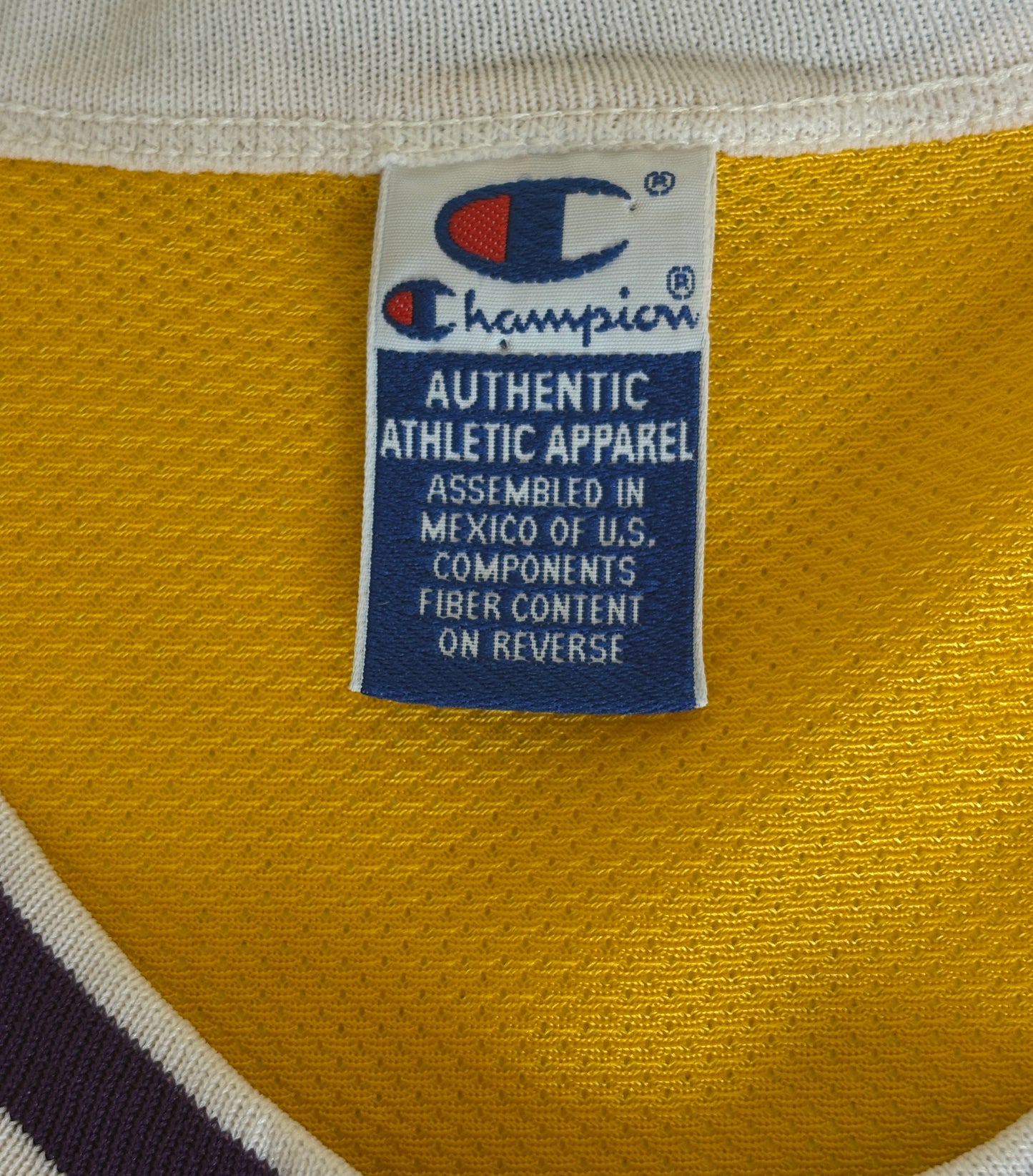 Champion LA Lakers #34 O'Neal Jersey Size 48 Gold Mesh Vintage 90s NBA Authentic