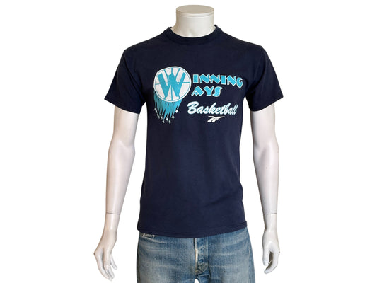 Vintage 1990s Winning Ways basketball t-shirt with bold Reebok-era design and hoops flair, size small