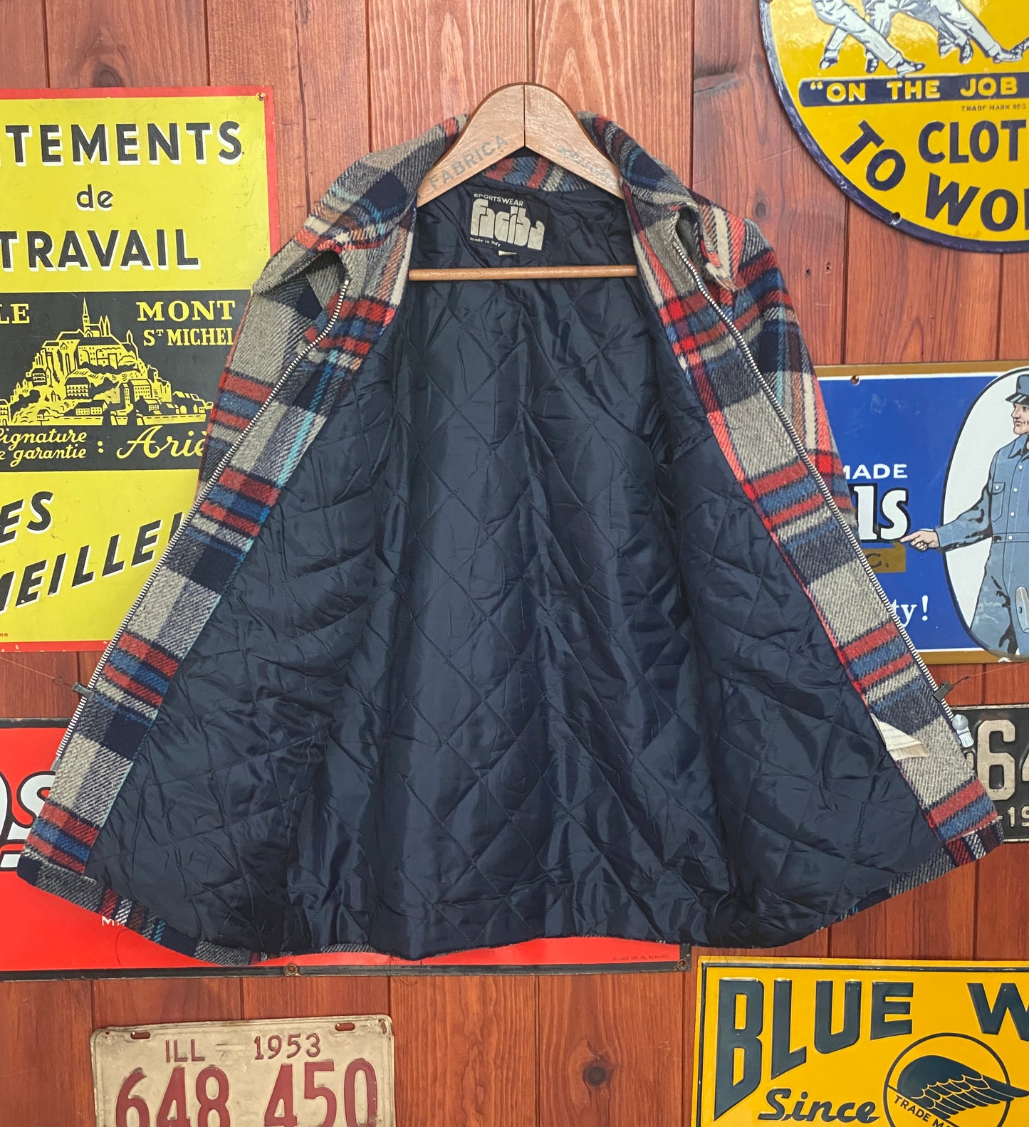 Vintage 70s Plaid Light Coat - Size 46 EU, Made in Italy