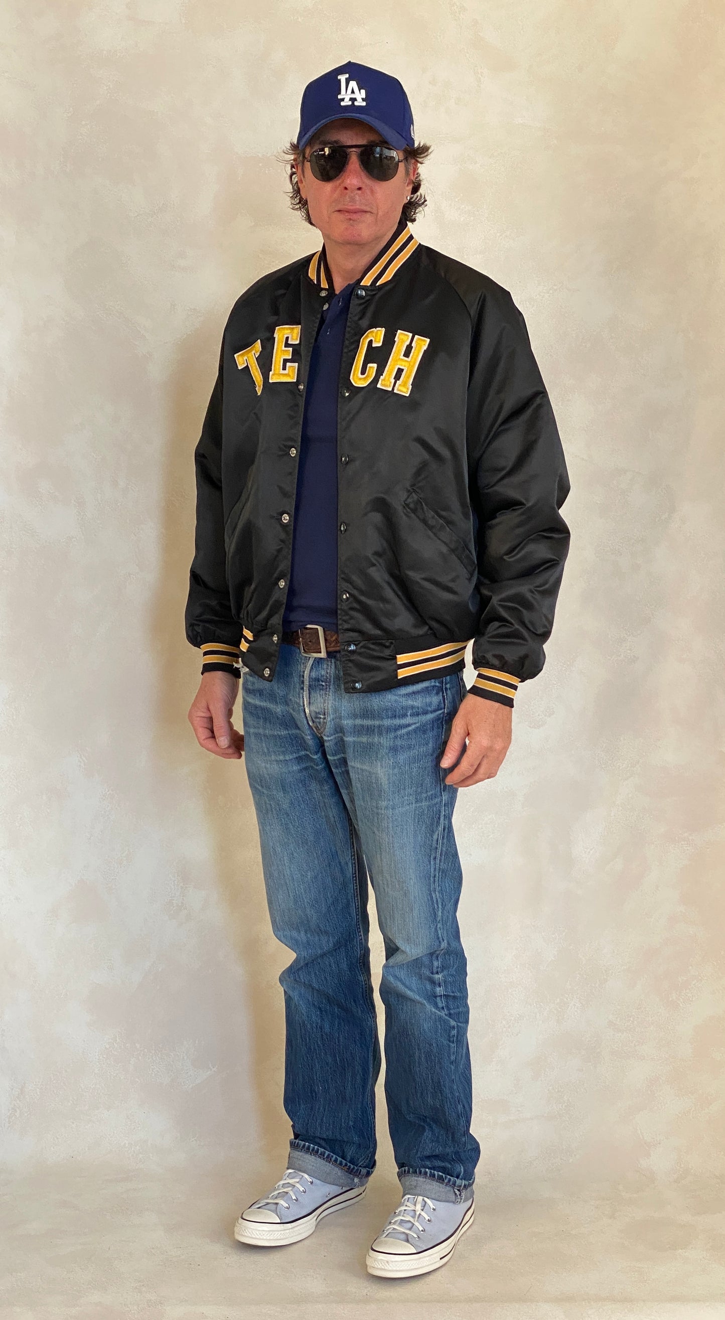 Large . Vintage Tech Satin jacket Made in USA - USA Vintage Bcn