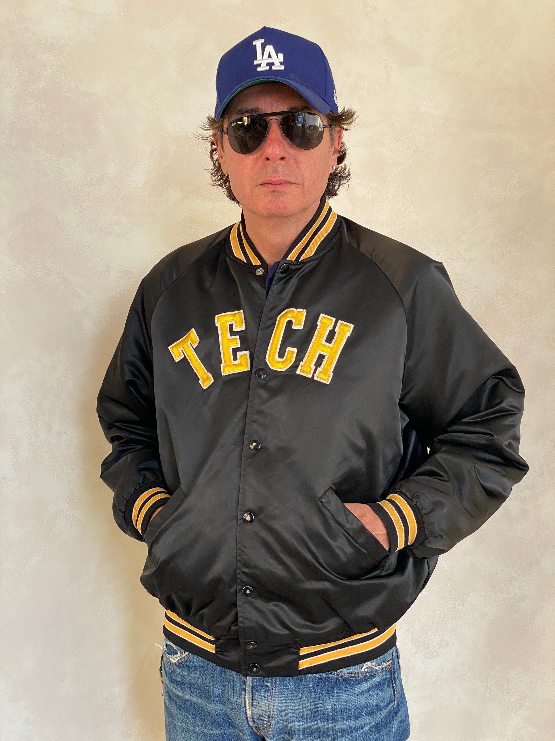 Large . Vintage Tech Satin jacket Made in USA - USA Vintage Bcn