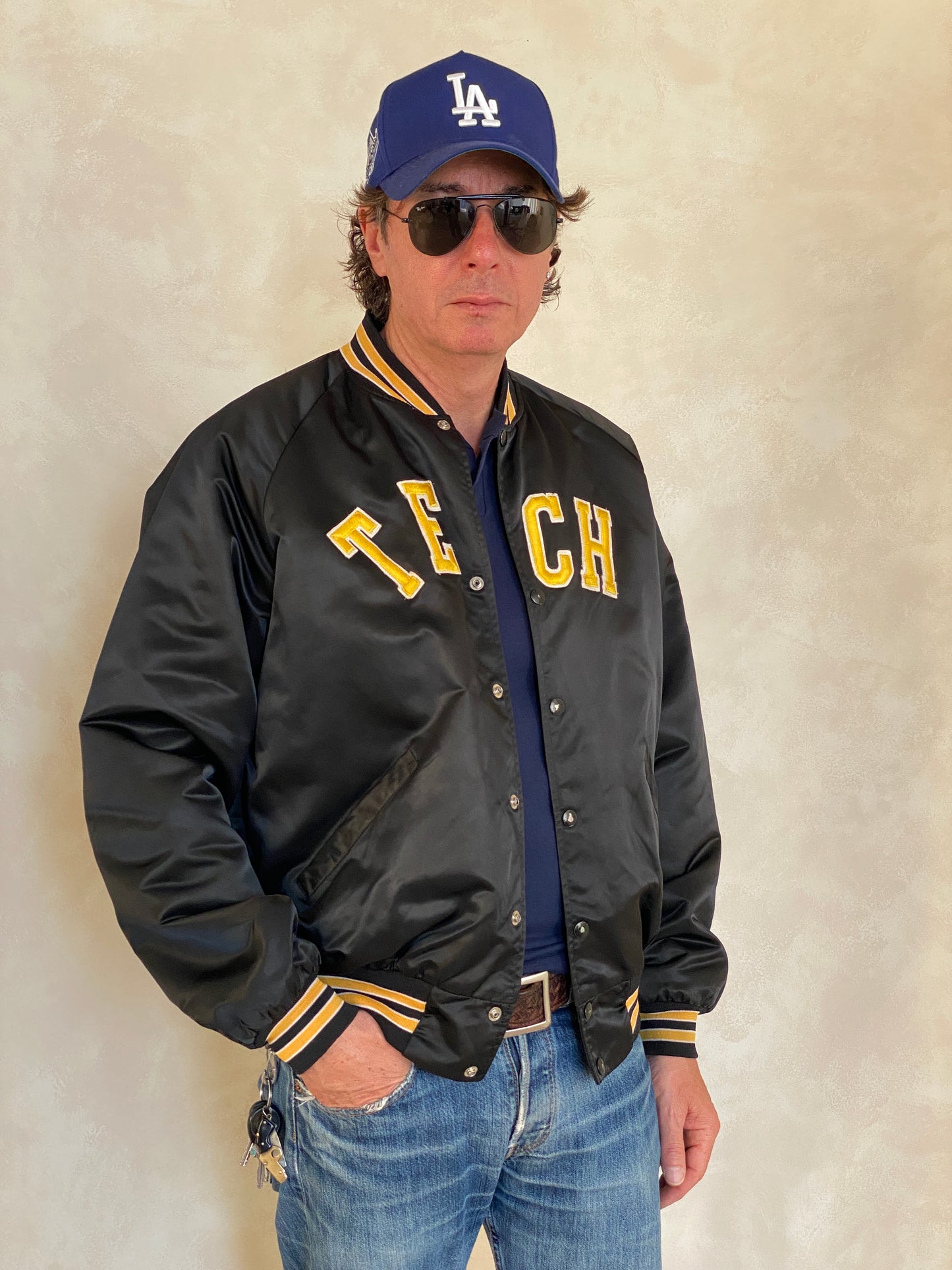 Large . Vintage Tech Satin jacket Made in USA - USA Vintage Bcn