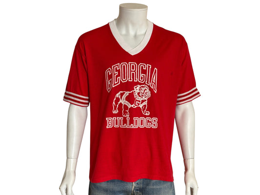 Vintage 1990s Georgia Bulldogs jersey t-shirt with bold collegiate style and classic mascot graphic, size XL